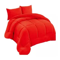 GENERICO - Cobertor Plumón Invierno Liso Cama 2 Plazas Cubre Cama Liso Rojo