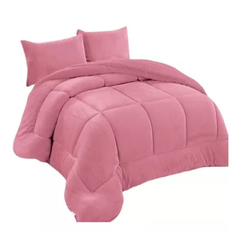 GENERICO - Cobertor Plumón Invierno Liso Cama 2 Plazas Cubre Cama Liso Rosa