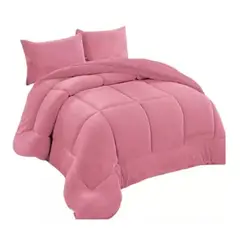 GENERICO - Cobertor Plumón Invierno Liso Cama 2 Plazas Cubre Cama Liso Rosa