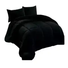 GENERICO - Cobertor Plumón Invierno Liso Cama 2 Plazas Cubre Cama Liso Negro