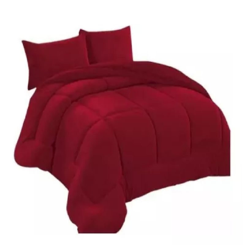 GENERICO - Cobertor Plumón Invierno Liso Cama 2 Plazas Cubre Cama Liso Burdeo