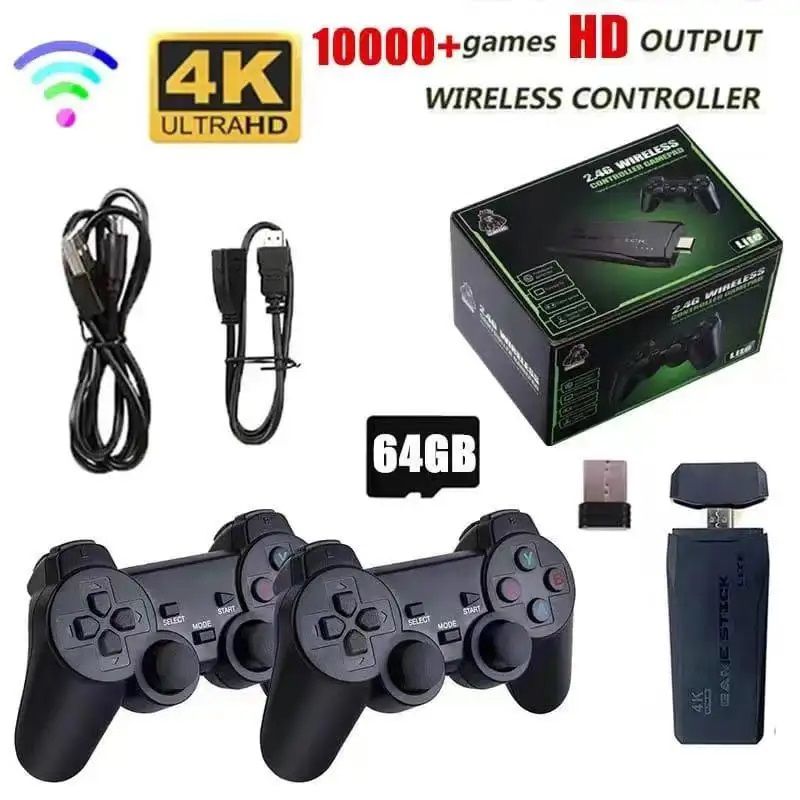 GENERICO - Game Stick 4K con 2 Controles Inalámbricos Consola de Juegos