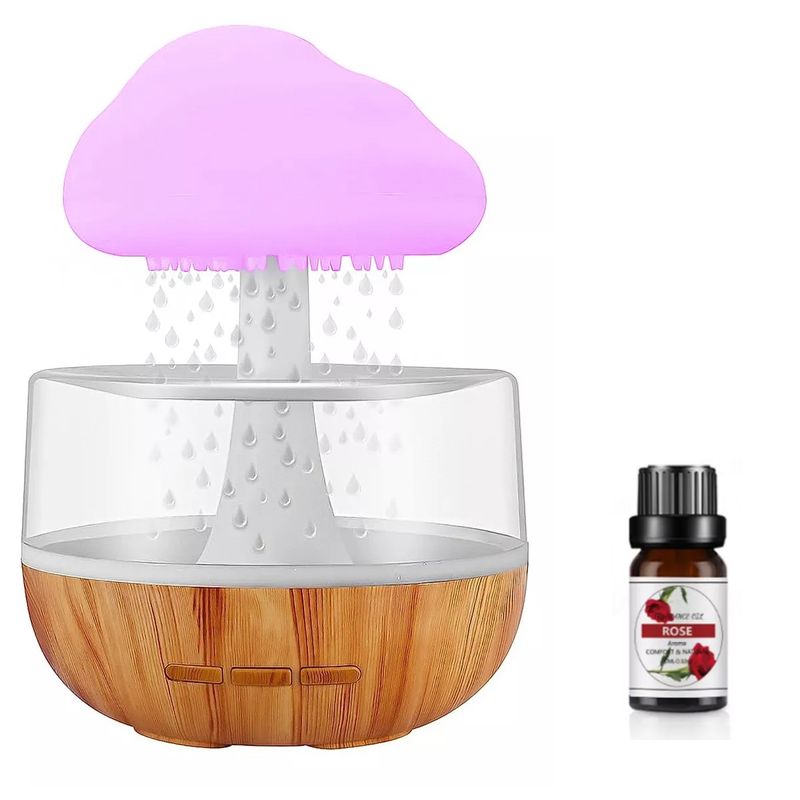 GENERICO - Humidificador Nube Lluvia Aire Difusor 280ml Aromaterapia + 1 Esencia