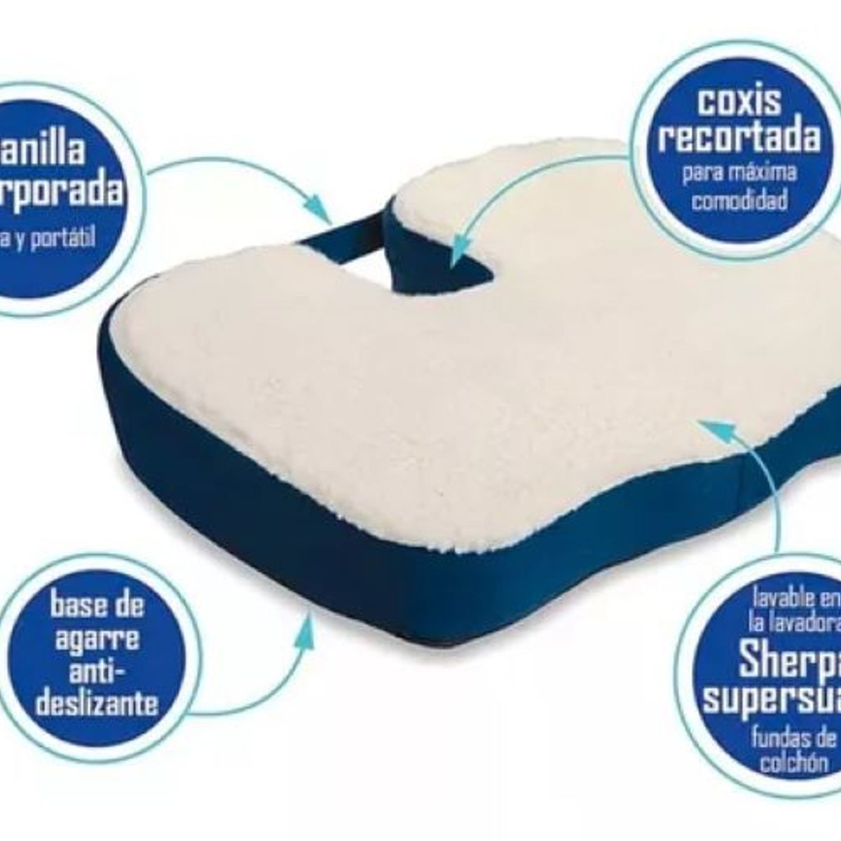 GENERICO - Cojín Ortopédico Viscoelástico Para Coxis Lumbar