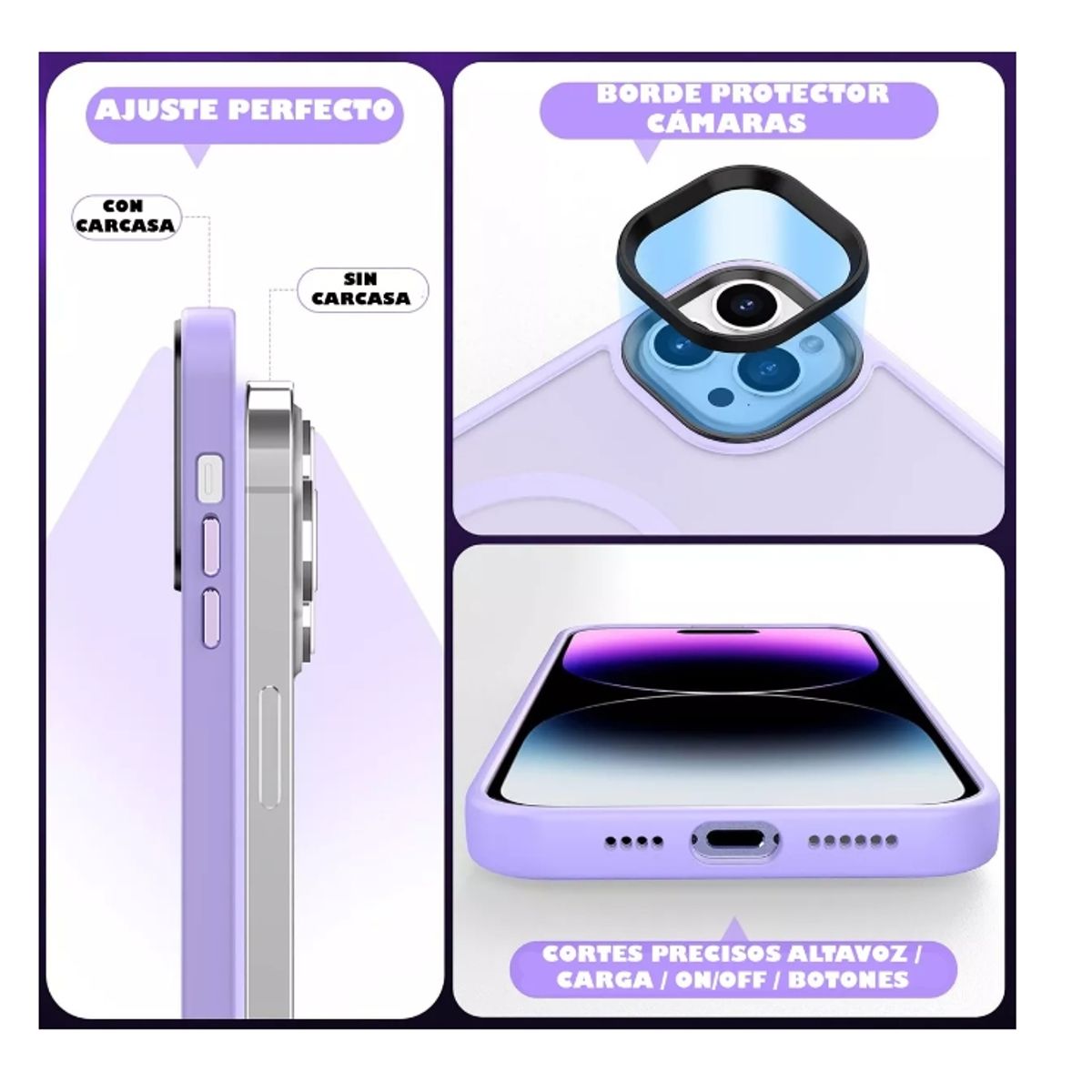 GENERICO - Carcasa Mate Para iPhone 13 Pro Violeta Funda Magnética Traslucida