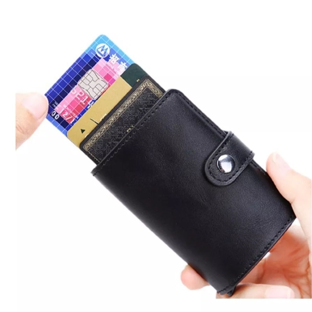 GENERICO - Billetera Tarjetero Cuero Pu Minimalista Hombre Mujer Rfid