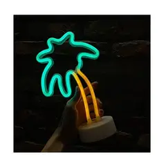 GENERICO - Lampara De Neón En Forma De Palmera Con Base USB o Pilas
