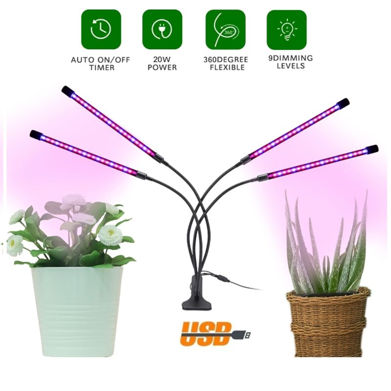 GENERICO - Lampara Led Para Crecimiento De Plantas Con 4 Tubos De Luz