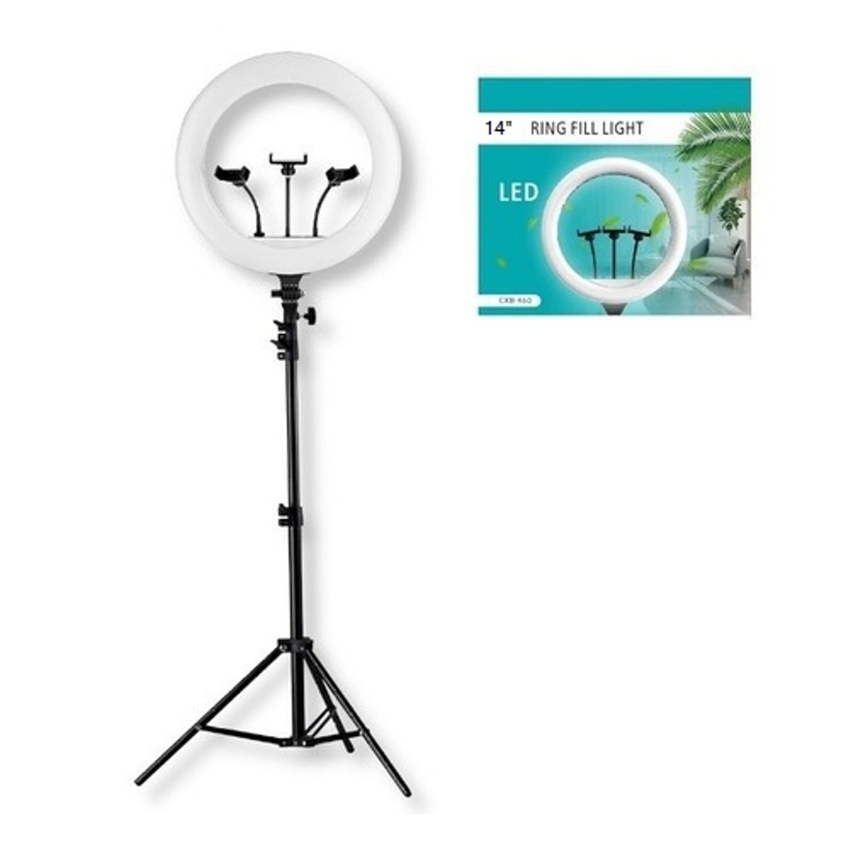 GENERICO - Aro De Luz Led 14? Con 3 Soportes Para Celulares Y Trípode