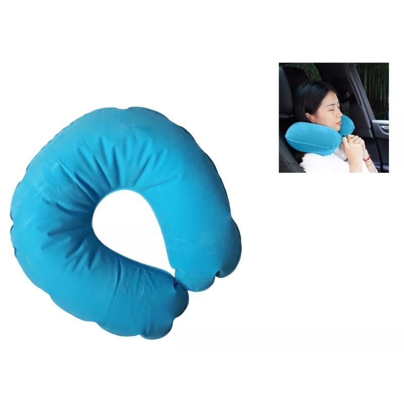 GENERICO - Cojin Cuello Inflable Almohada De Viaje Cojin Cervical Azul