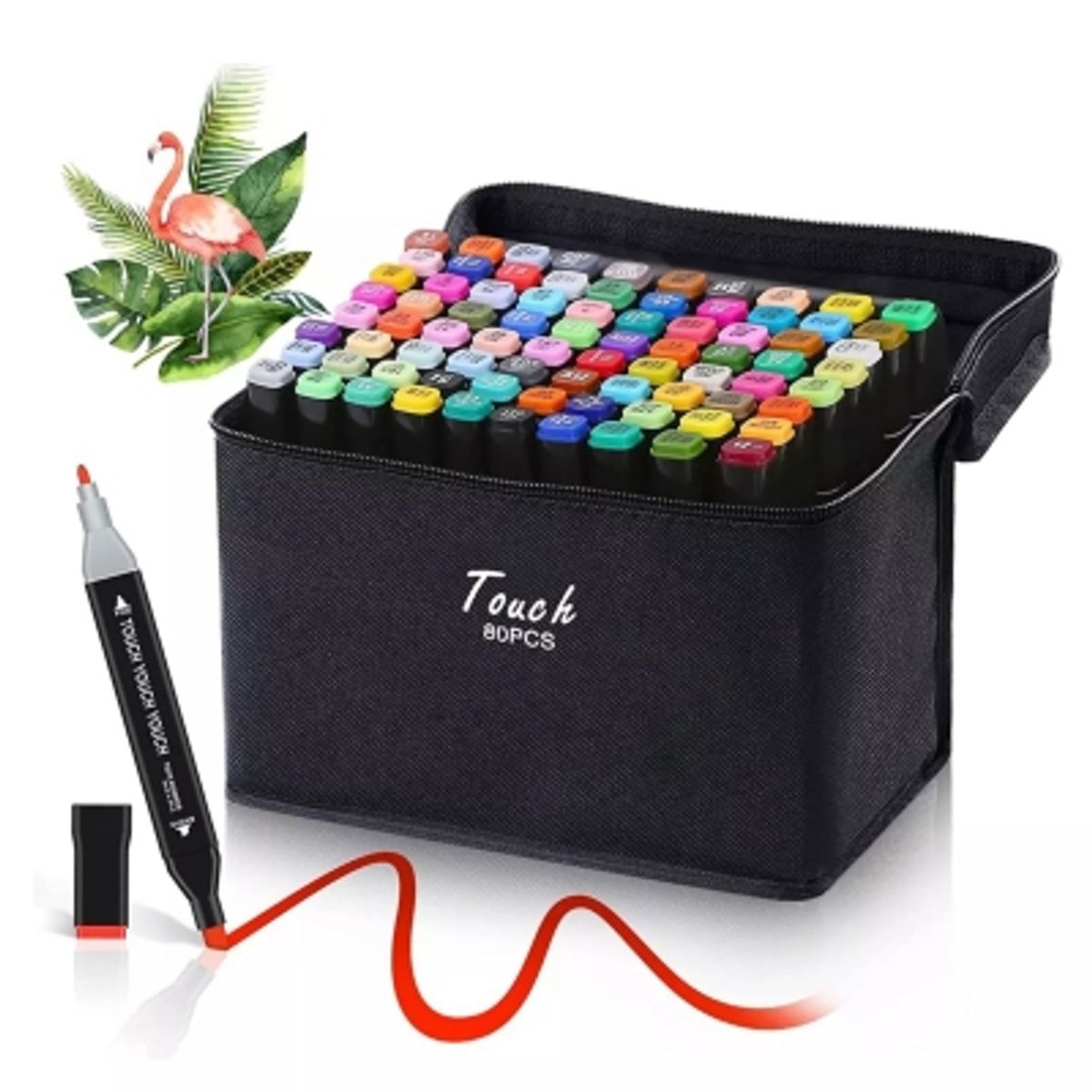 GENERICO - 80 Marcadores Doble Punta Lapices Colores+estuche