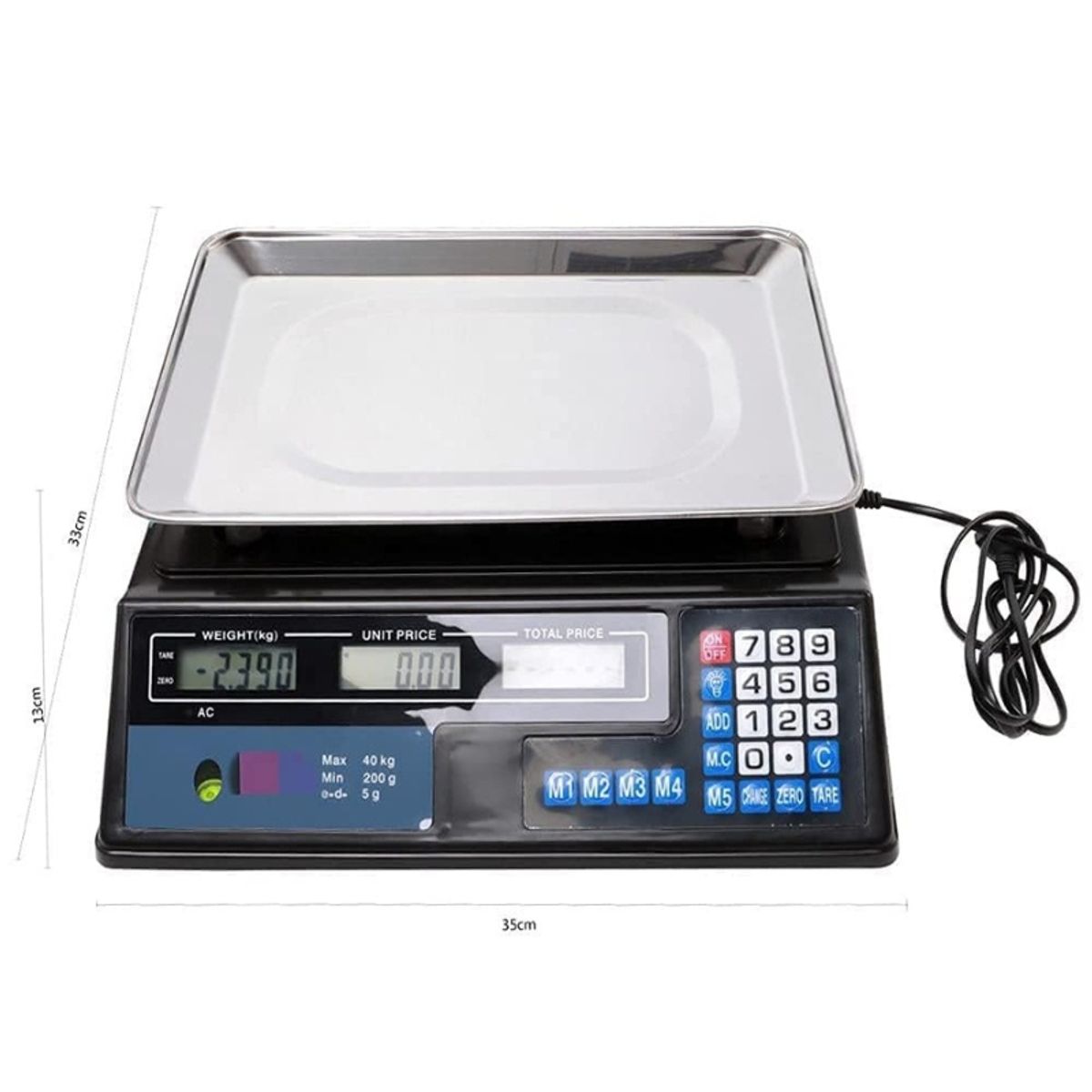 GENERICO - Pesa balanza digital 40 kilos color negro