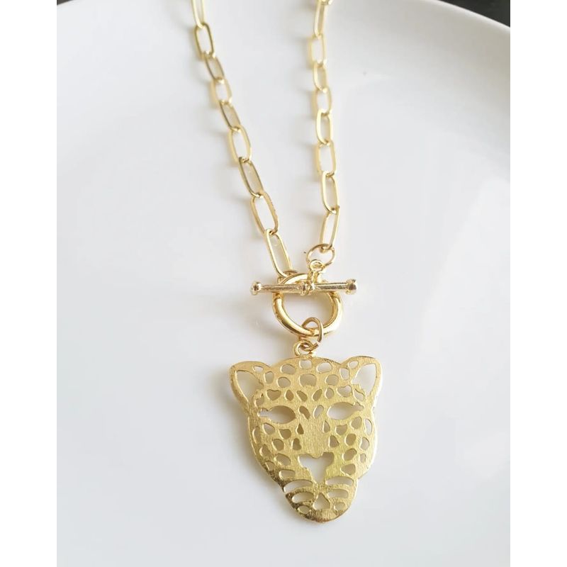 JOYAS VALDES GARCIA - Collar eslabones con leopardo baño oro
