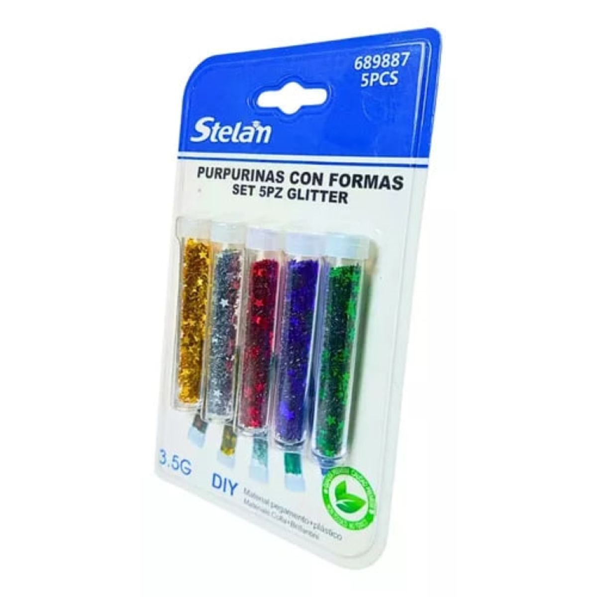 GENERICO - Purpurina Con Formas De Colores 5 Unidades