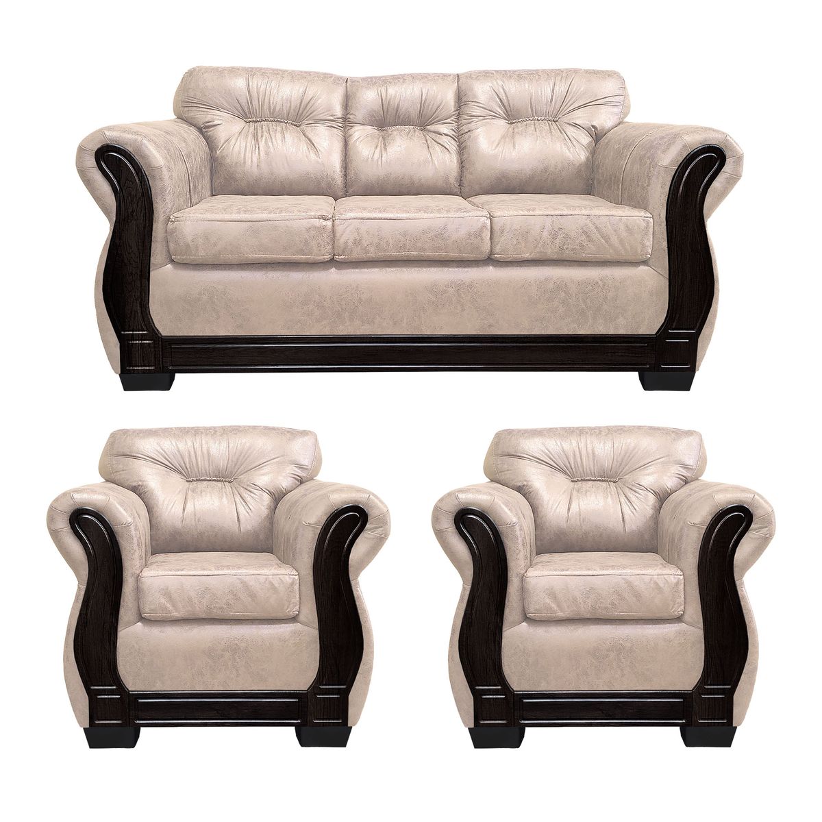 AMERICA DECORA - Living Con Respaldo Confortable 5 Cuerpos Taurus 3+1+1 Envejecido