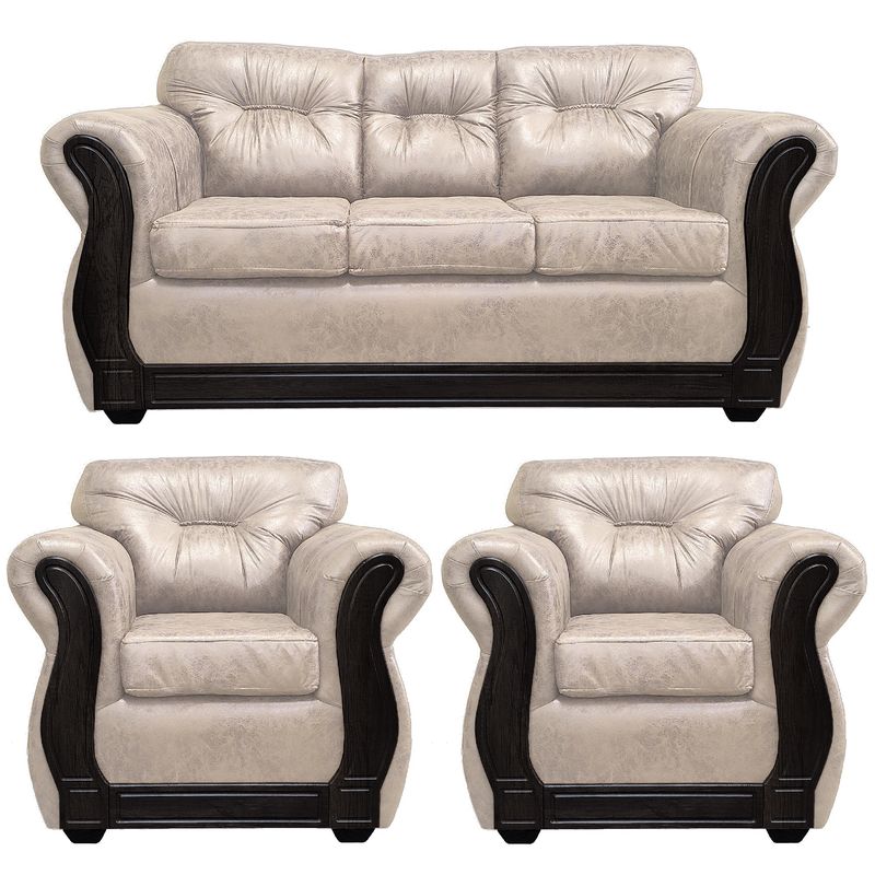 AMERICA DECORA - Juego de living 3-1-1 Taurus Envejecido Beige