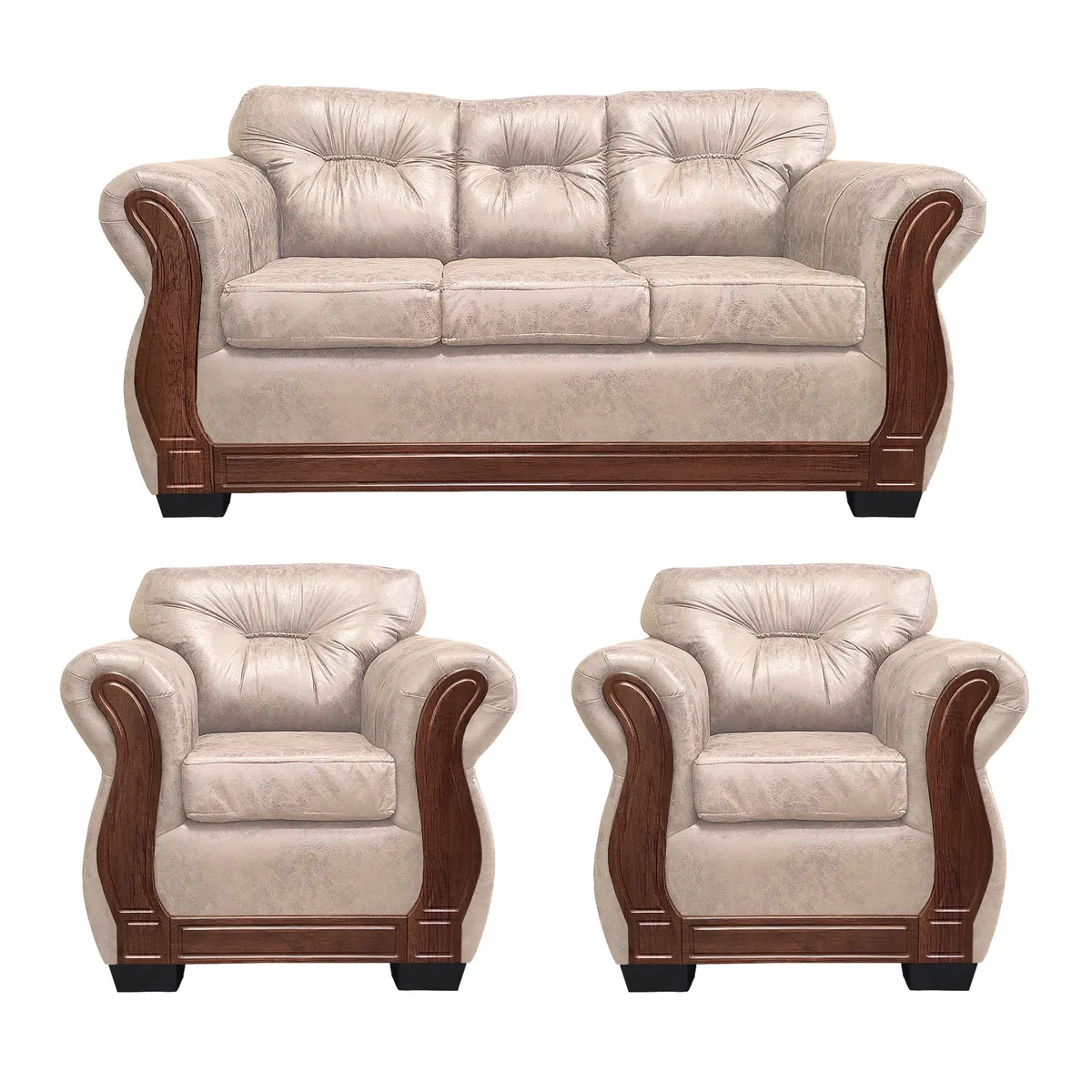 AMERICA DECORA - Living Con Respaldo Confortable 5 Cuerpos Taurus 3+1+1 Envejecido X