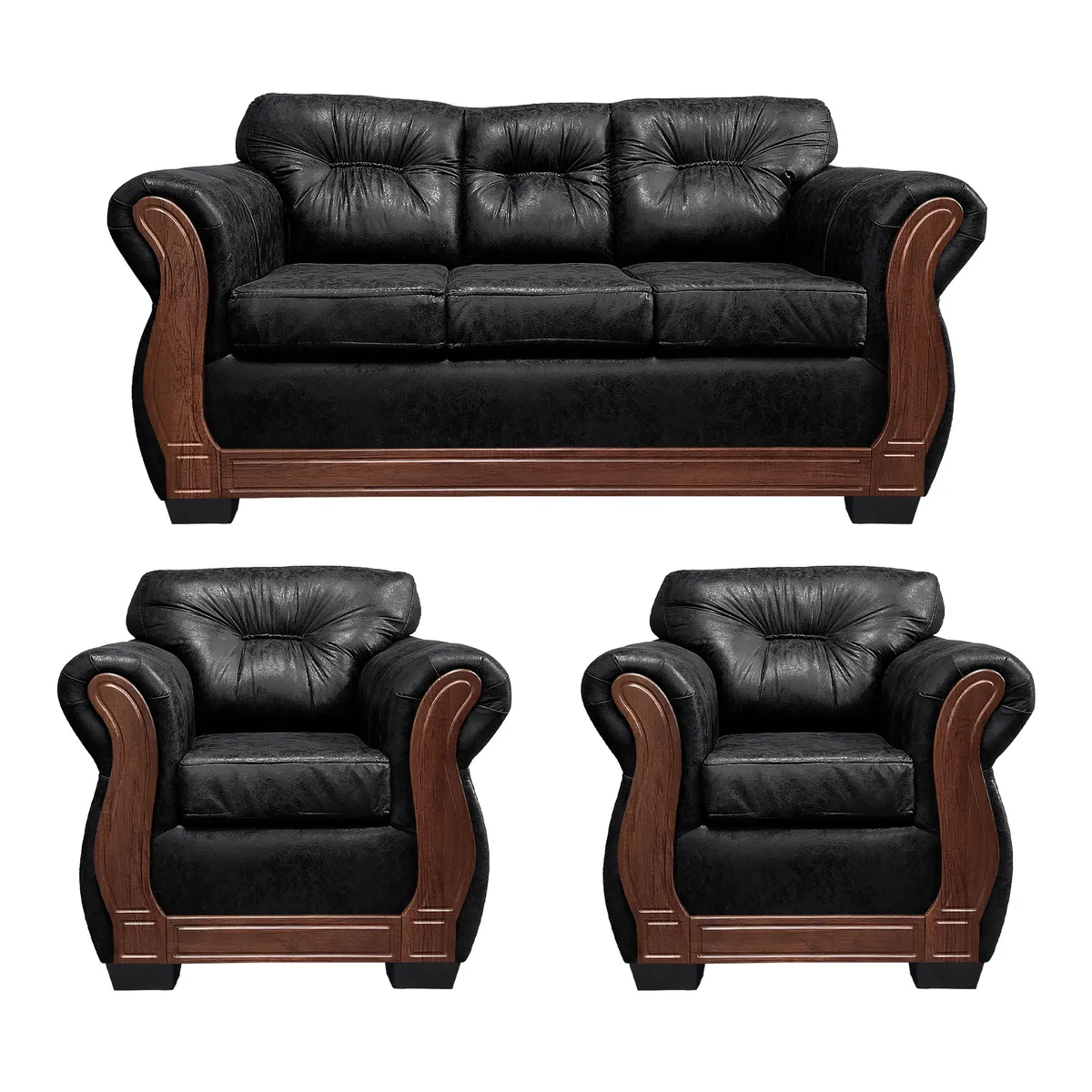 AMERICA DECORA - Living Con Respaldo Confortable 5 Cuerpos Taurus 3+1+1 Envejecido