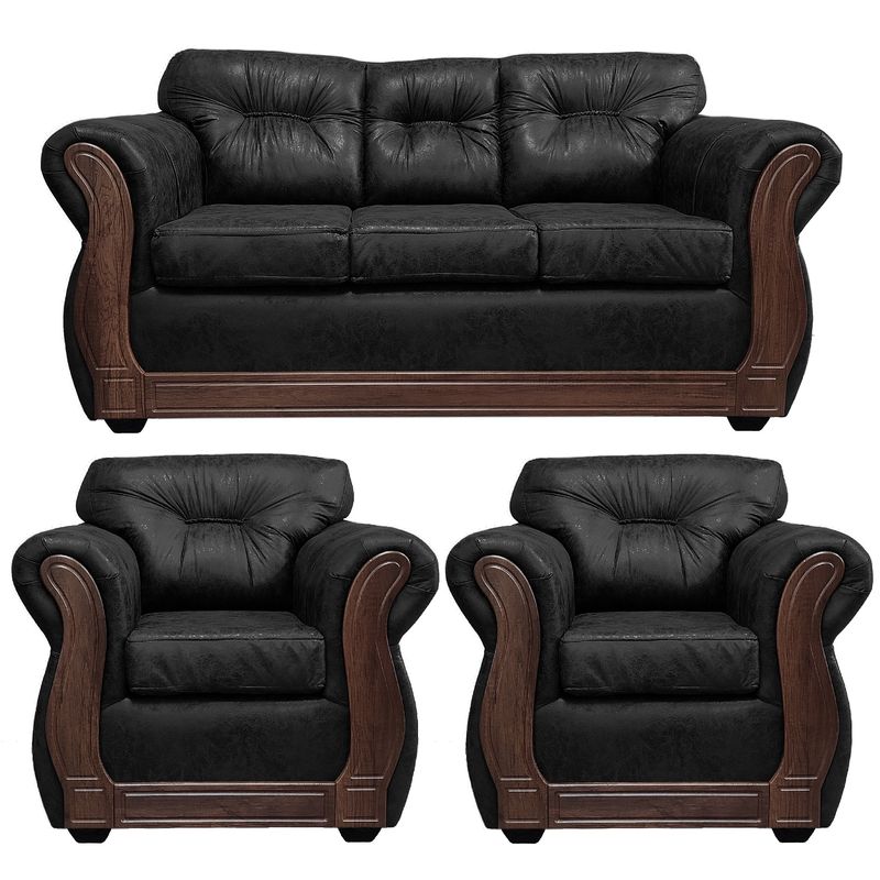 AMERICA DECORA - Juego de living 3-1-1 Taurus Envejecido Negro X