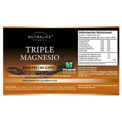 Imagen 2 del producto Triple Magnesio : Treonato + Bisglicinato + Taurato Lf 270 Caps 3x90
