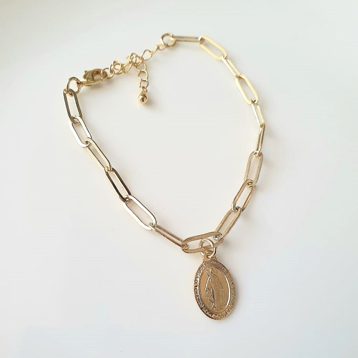 JOYAS VALDES GARCIA - Pulsera eslabones Virgen de los Rayos baño oro