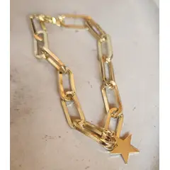 JOYAS VALDES GARCIA - Pulsera eslabones con estrella baño oro