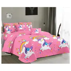 COMPRAPO - Cubrecama Quilt Infantil Liviano 1.5 Pza. Mod Unicornios y Arcoiris