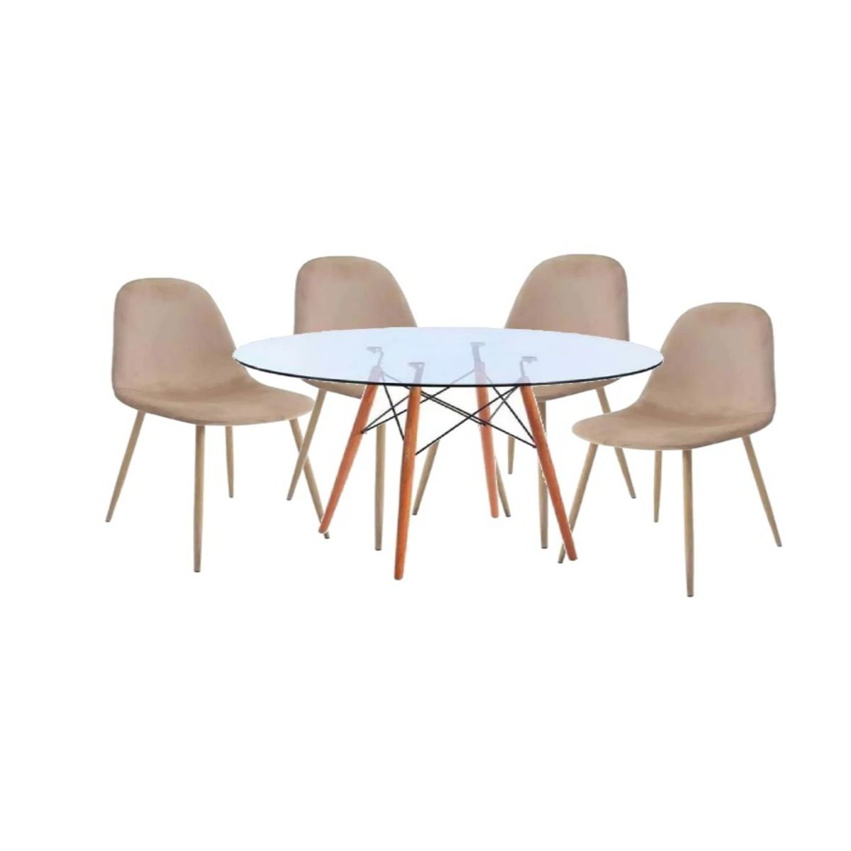 GENERICO - Comedor Paris Redondo Para 4 Personas 100 cm Beige