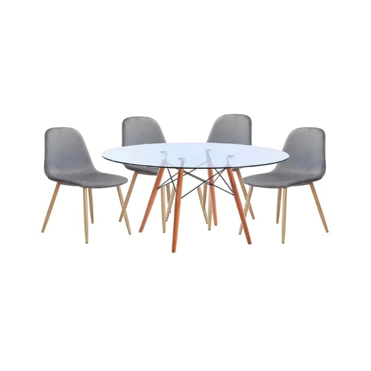 GENERICO - Comedor Paris Redondo Para 4 Personas 100cm Gris