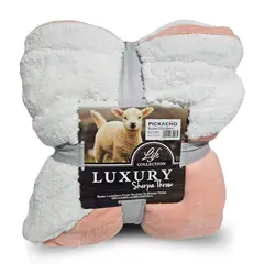LUXURY - Frazada Plush Con Chiporro color liso 2plz Suave