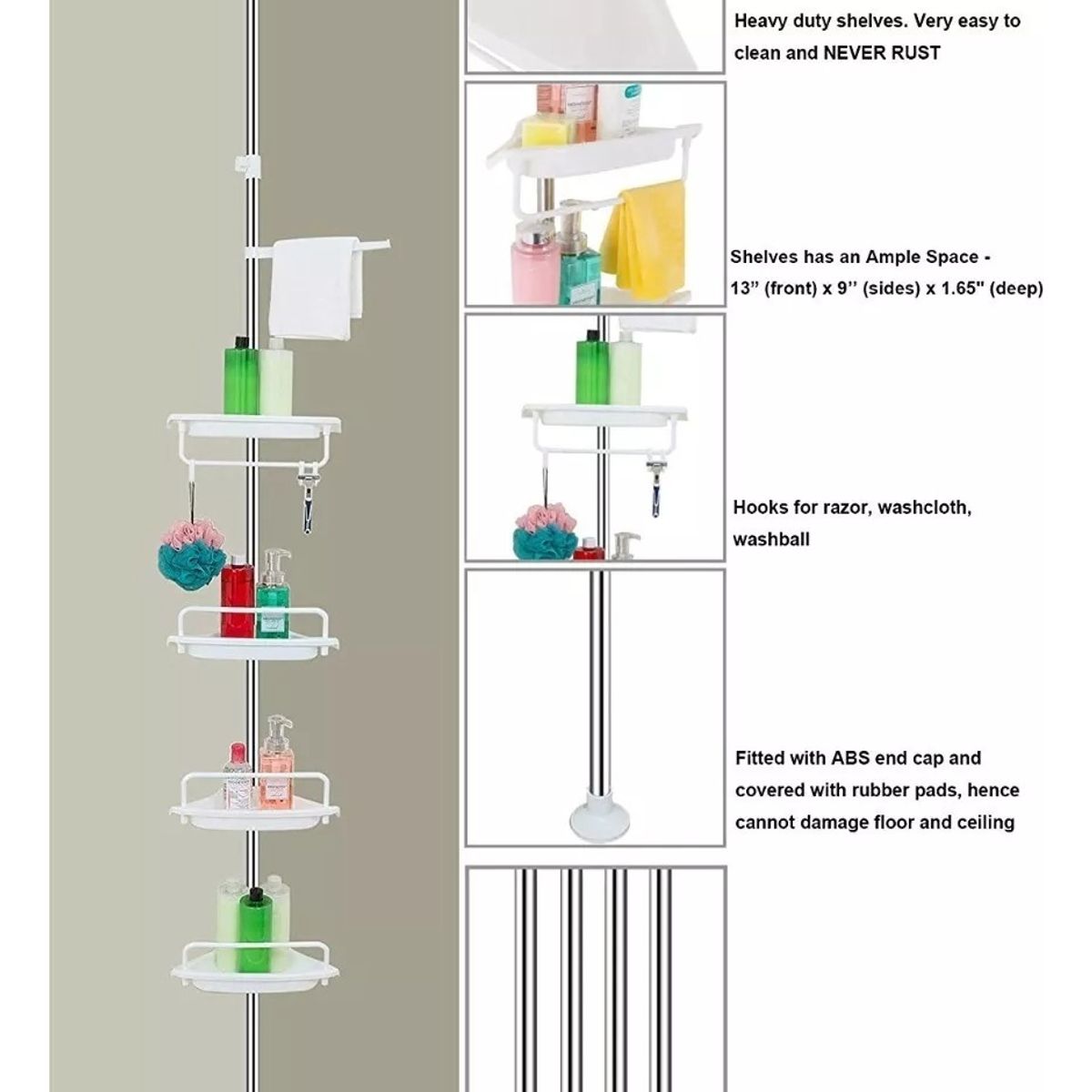 GENERICO - Organizador Esquinero Ducha Multiuso 4 Pisos Ajustable