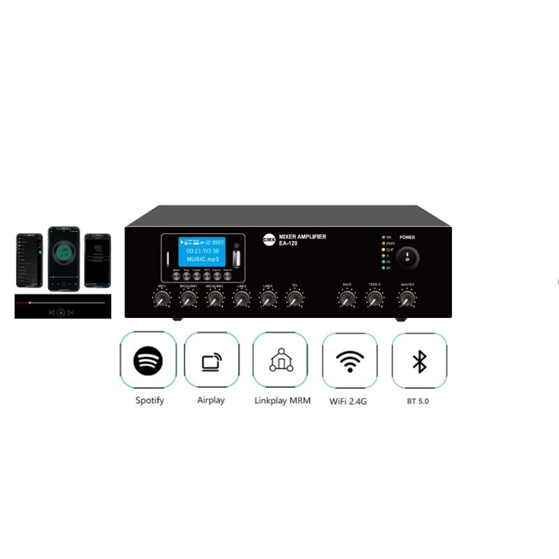 GENERICO - Amplificador Modular  Wi-Fi Internet Streaming 70/100v  120w