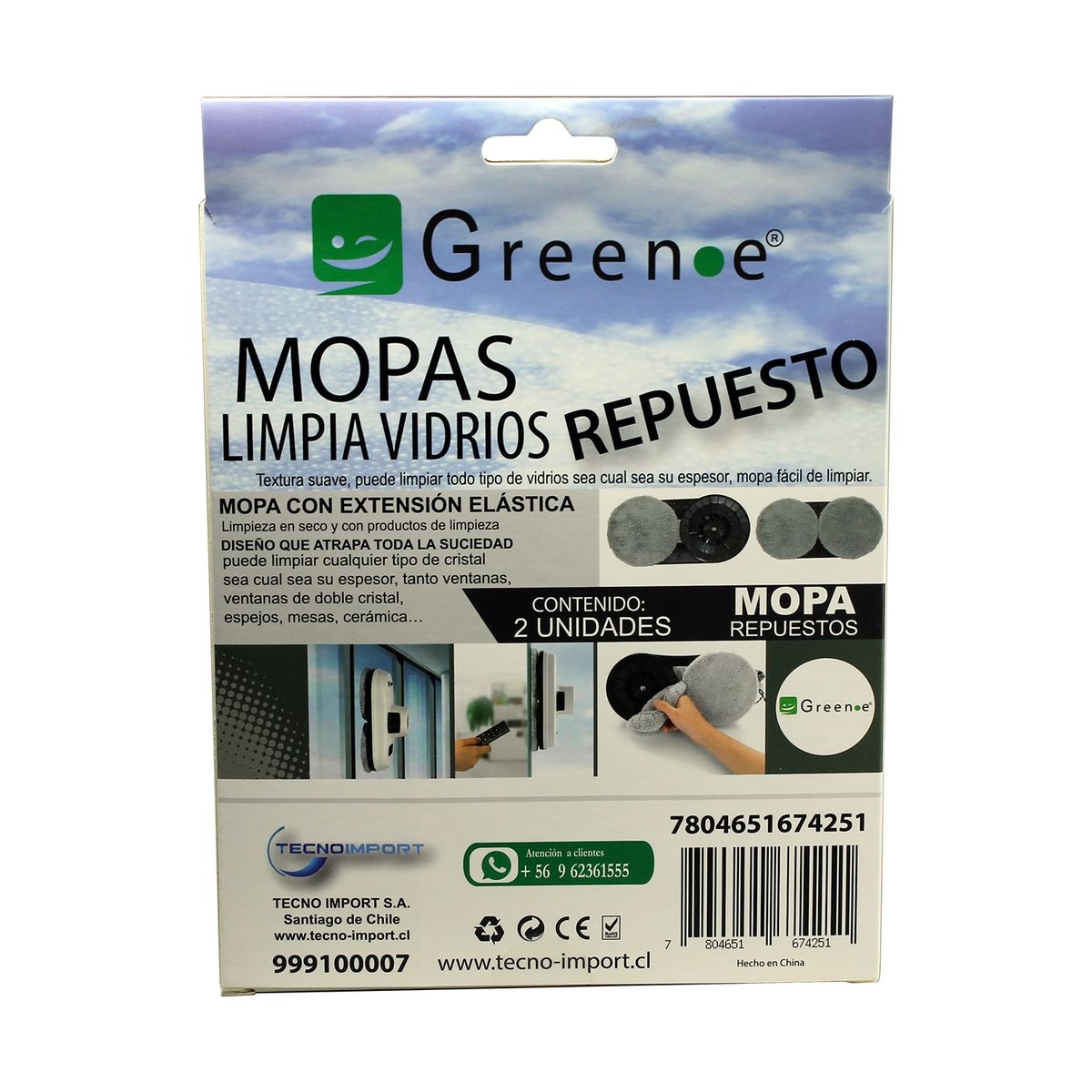 GREEN E - Repuesto Mopa Robot Limpia Vidrios