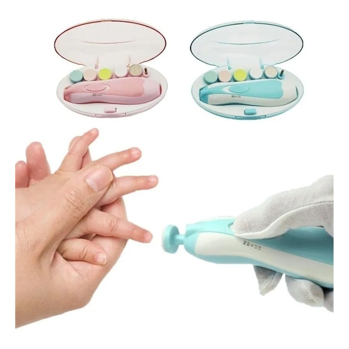 GENERICO - Corta Uñas Bebés Lima Eléctrica Para Bebes A Bateria Azul