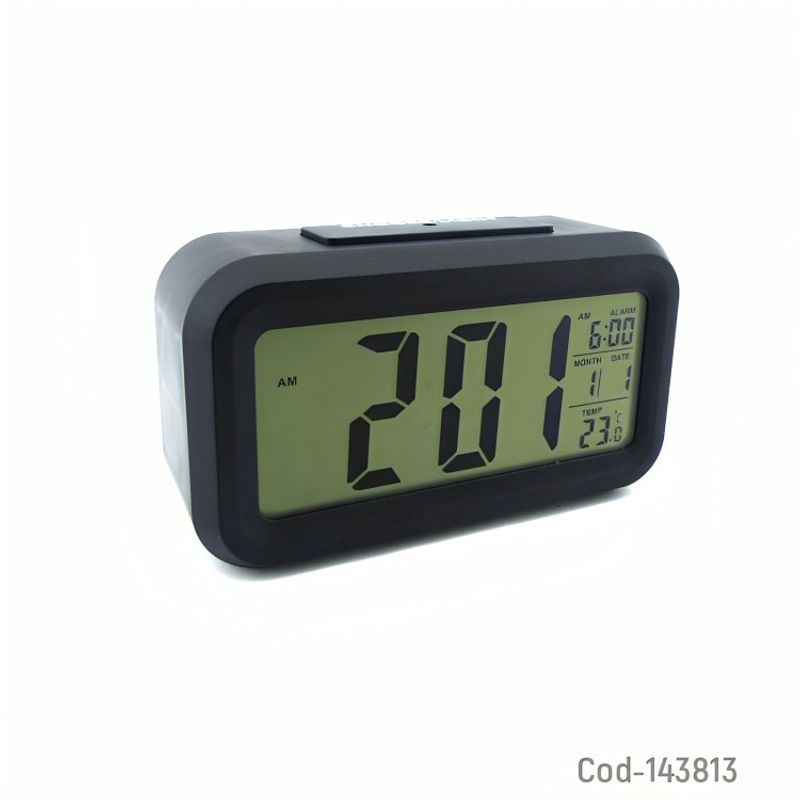 OEM - RELOJ DESPERTADOR DIGITAL TEMPERATURA CON ALARMA Y LUZ COLOR NEGRO