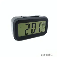 OEM - RELOJ DESPERTADOR DIGITAL TEMPERATURA CON ALARMA Y LUZ COLOR NEGRO