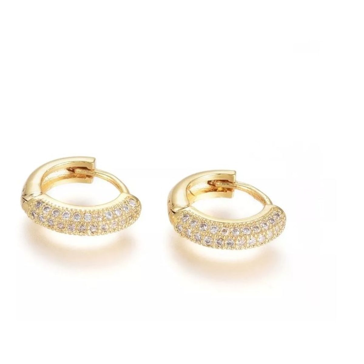 GENERICO - Aros Argollas Aretes Baño De Oro 18k Zircón Niñas Bebe Damas