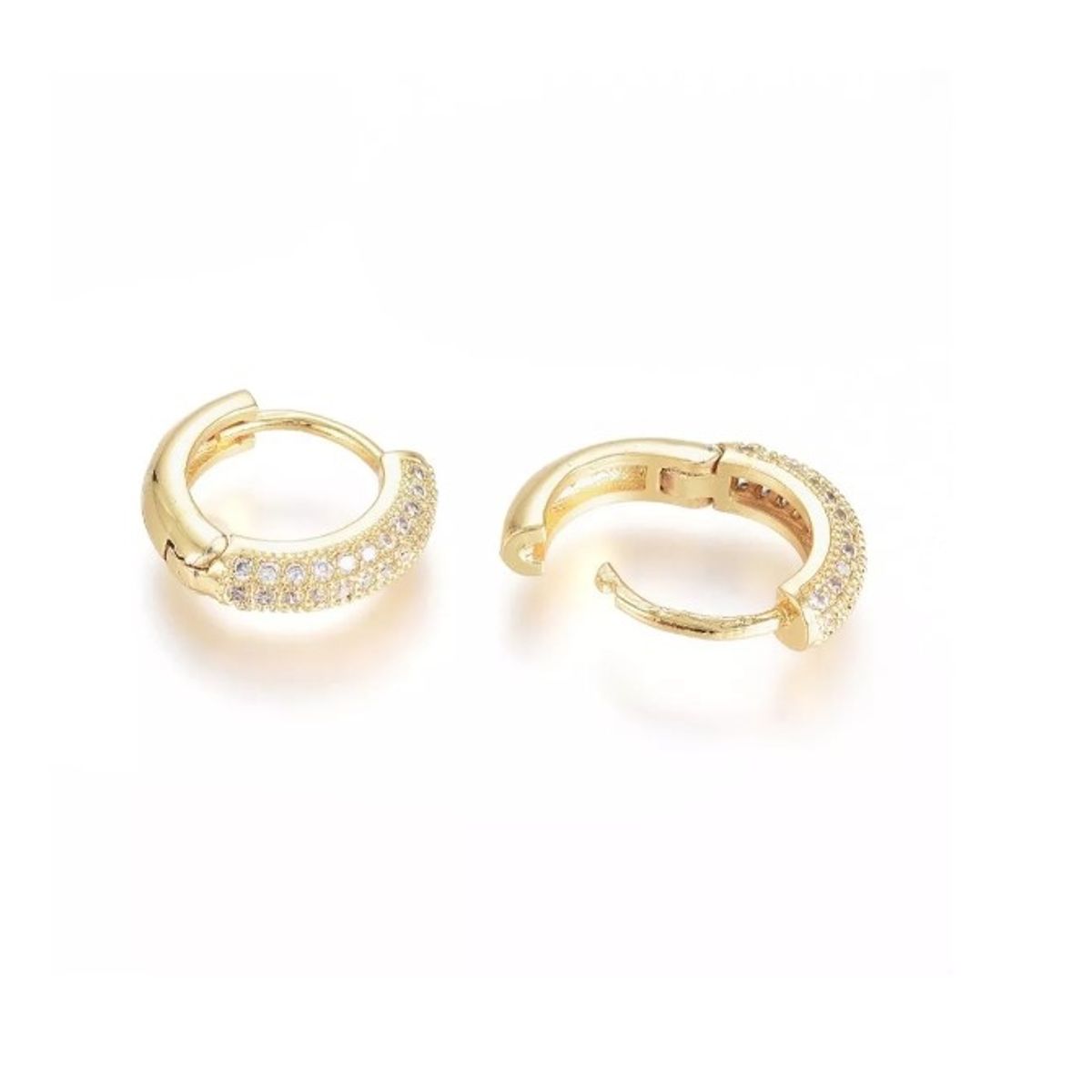 GENERICO - Aros Argollas Aretes Baño De Oro 18k Zircón Niñas Bebe Damas