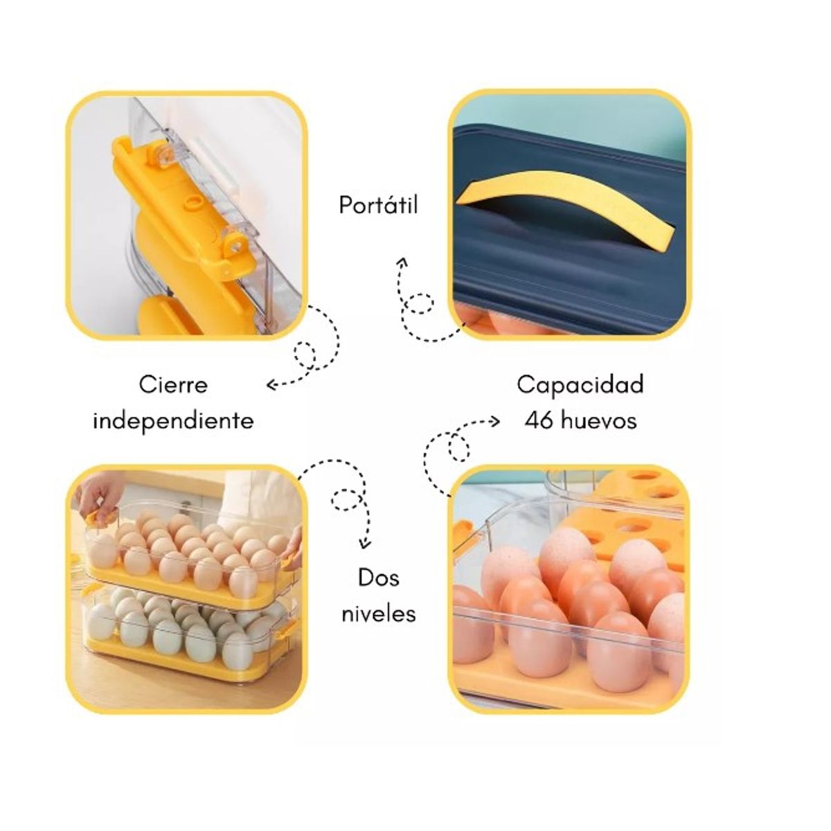 GENERICO - Organizador De Huevos Caja Para 46 Und Huevera Portahuevos