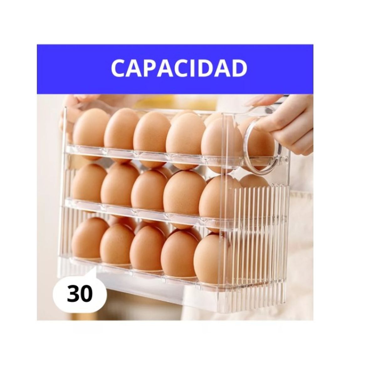 GENERICO - Organizador De Huevos Caja Para 30 Und Huevera Portahuevos