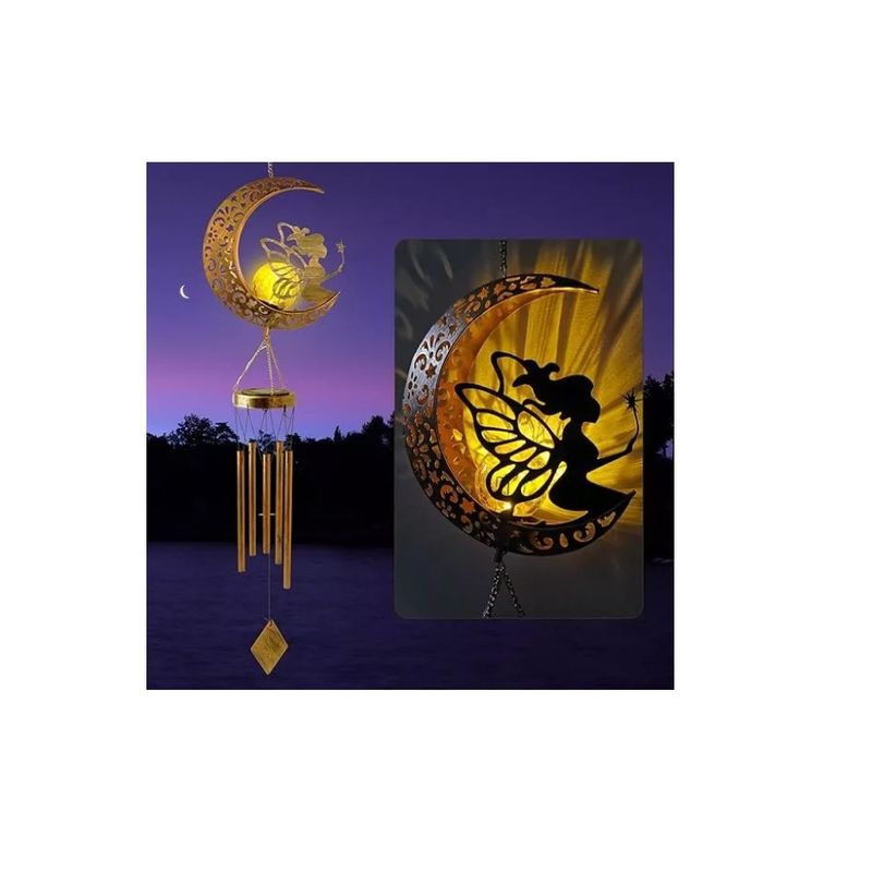 GENERICO - Campana De Viento Luz Solar Led Luces Solares Decorativas Luna