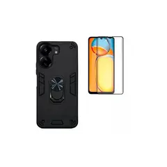 GENERICO - Carcasa Antishock Para Xiaomi Redmi 13c + Lamina Completa Negro
