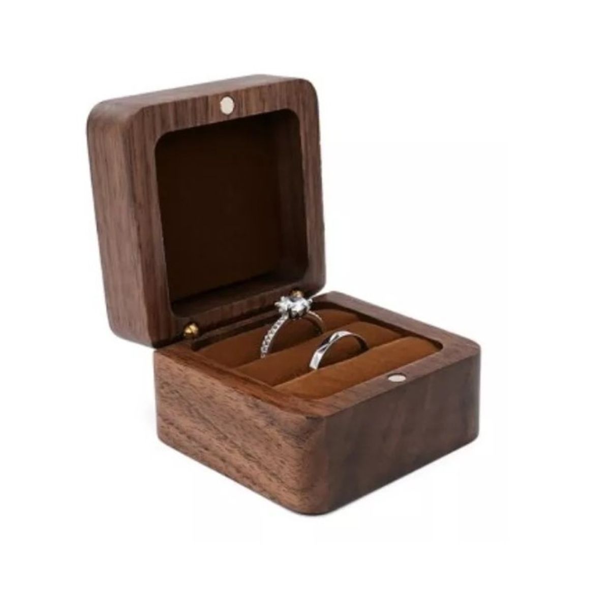 GENERICO - Caja Anillo Compromiso Cuadrado De Madera Exhibidor Joyería