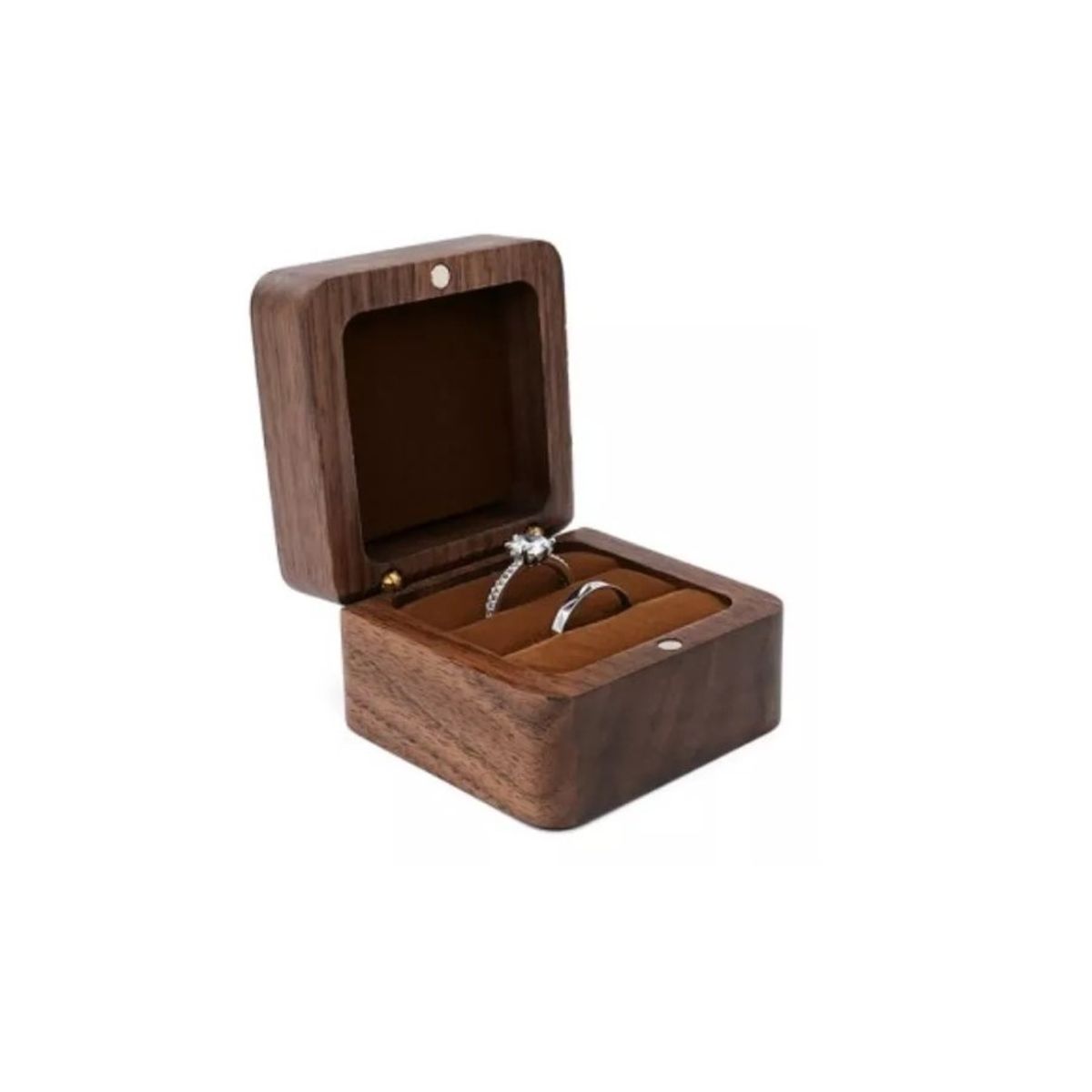 GENERICO - Caja Anillo Compromiso Cuadrado De Madera Exhibidor Joyería