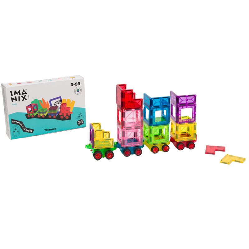 BRAINTOYS - Imanix Tren electronico 38 piezas magnéticas - BRAINTOYS