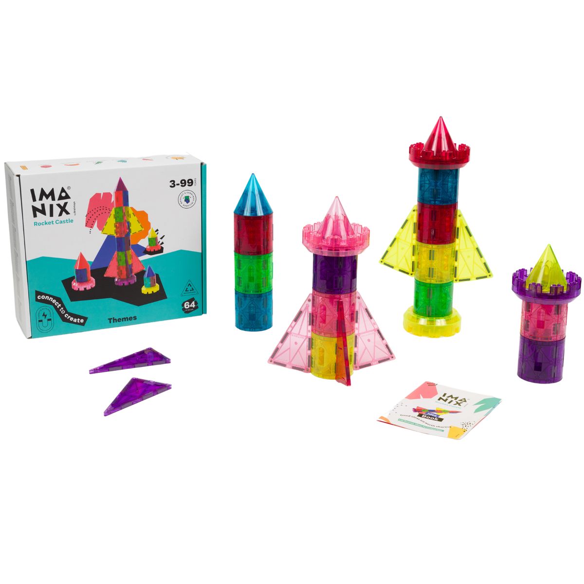 BRAINTOYS - Imanix Rocket Castle 64 piezas magnéticas - BRAINTOYS