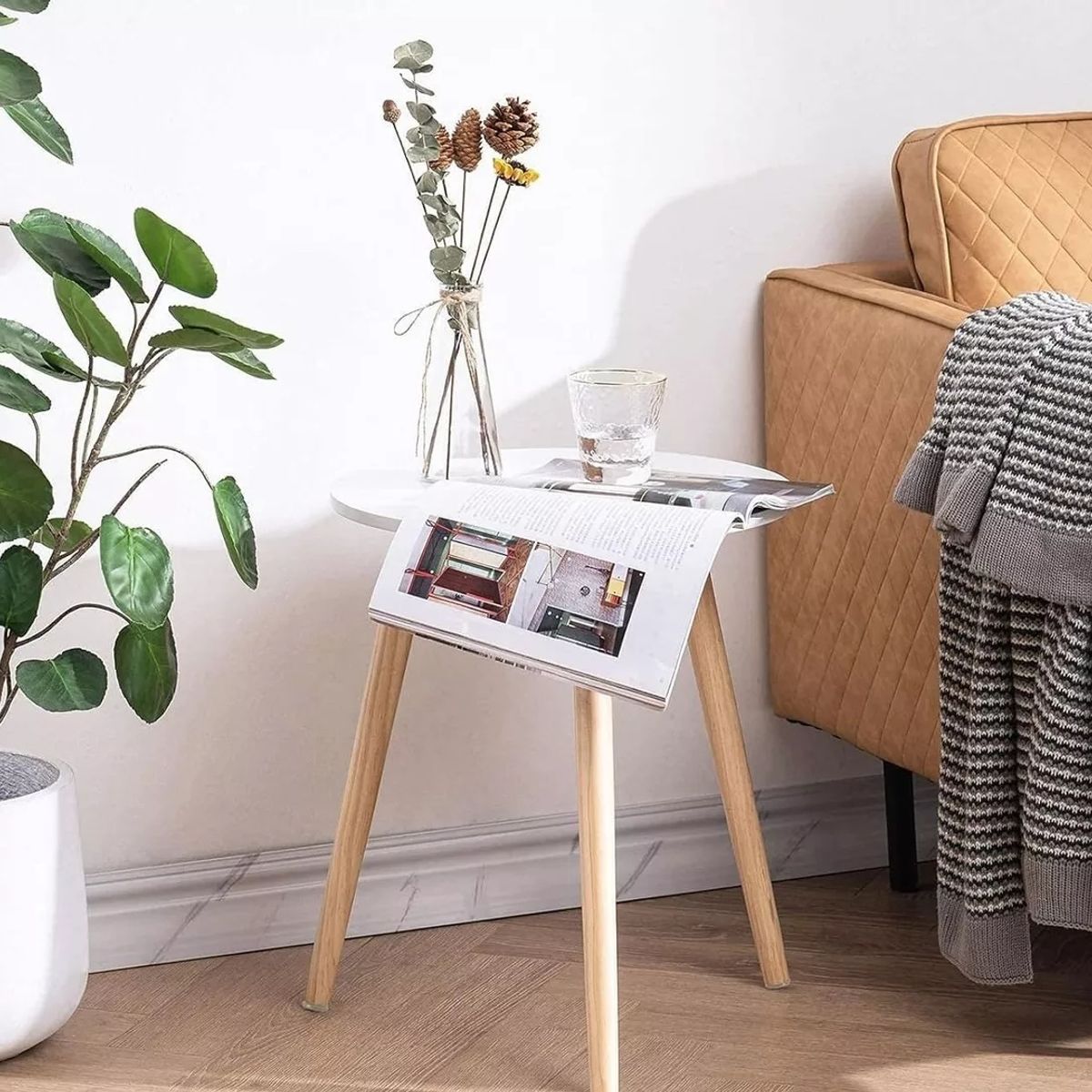 YOMYM - Mesita De Noche Mini Mesa Redonda Simple Sola Capa Mesa Centro 52×40cm