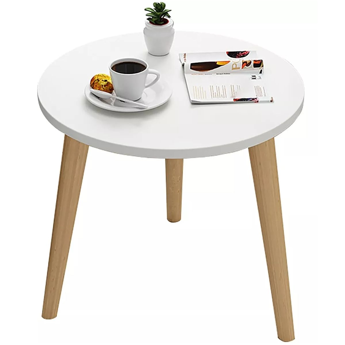 YOMYM - Mesita De Noche Mini Mesa Redonda Simple Sola Capa Mesa Centro 52×40cm