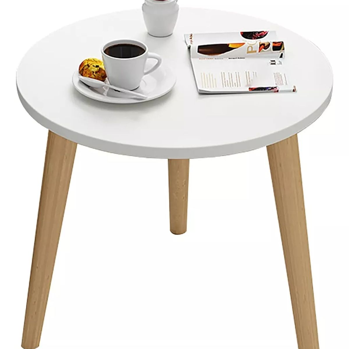 YOMYM - Mesita De Noche Mini Mesa Redonda Simple Sola Capa Mesa Centro 52×40cm