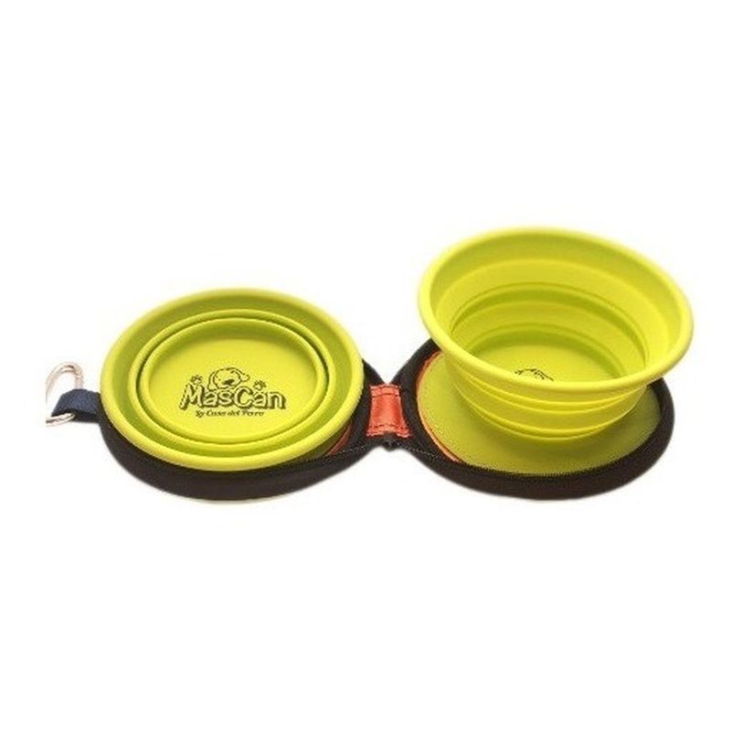 MASCAN - Plato Plegable Silicona Doble Verde Talla S Perro.
